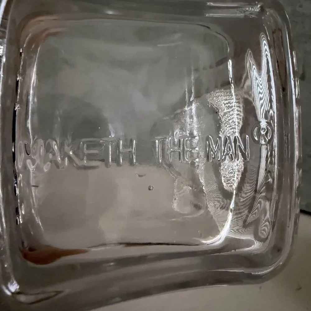 Maketh The Man Art Deco Whiskey Decanter Glass Barware Lead Free Crystal Plaid